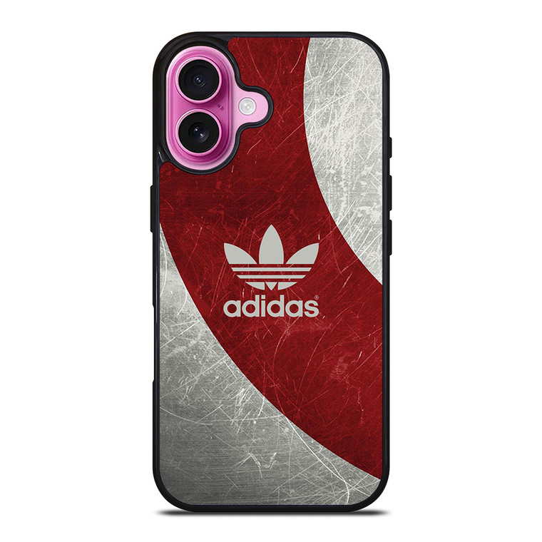 ADIDAS RED GRUNGE TEXTURE LOGO iPhone 16 Plus Case Cover