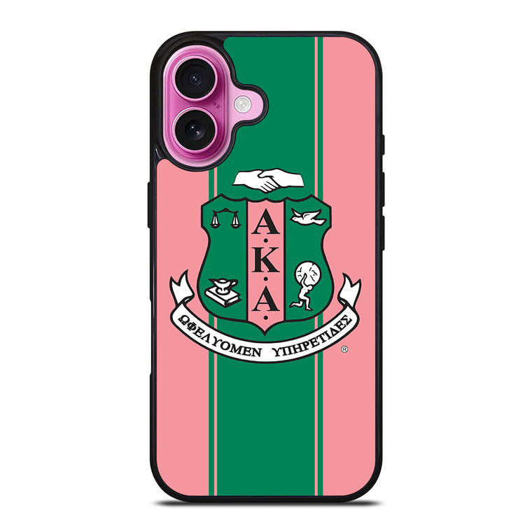 AKA PINK AND GREEN LOGO iPhone 16 Plus Case Cover