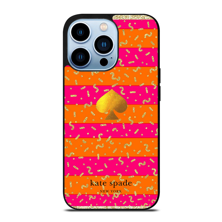 KATE SPADE NEW YORK YELLOW PINK STRIPES GLITTER iPhone 13 Pro Max Case Cover