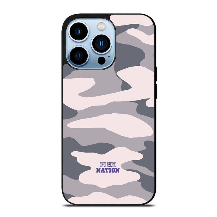 PINK NATION VICTORIA'S SECRET LOGO CAMO iPhone 13 Pro Max Case Cover