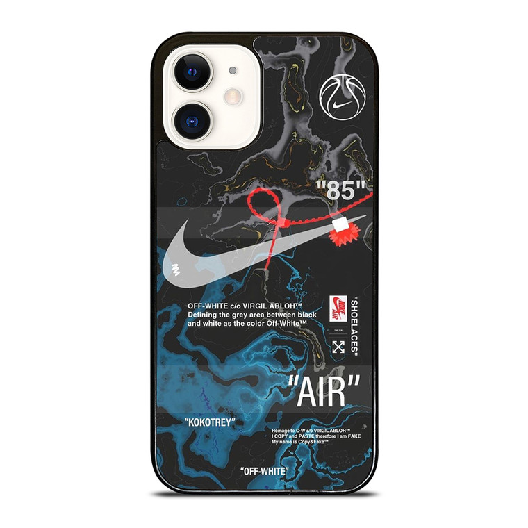 NIKE AIR JORDAN OFF WHITE BLACK MARBLE iPhone 12 Case Cover