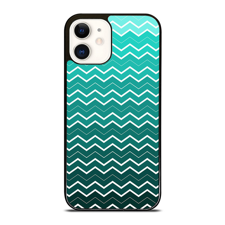 OMBRE TEAL CHEVRON iPhone 12 Case Cover