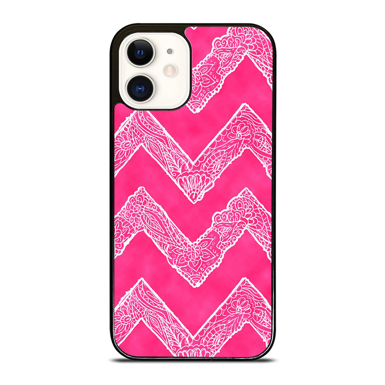 WHITE FLORAL PAISLEY CHEVRON PATTERN iPhone 12 Case Cover
