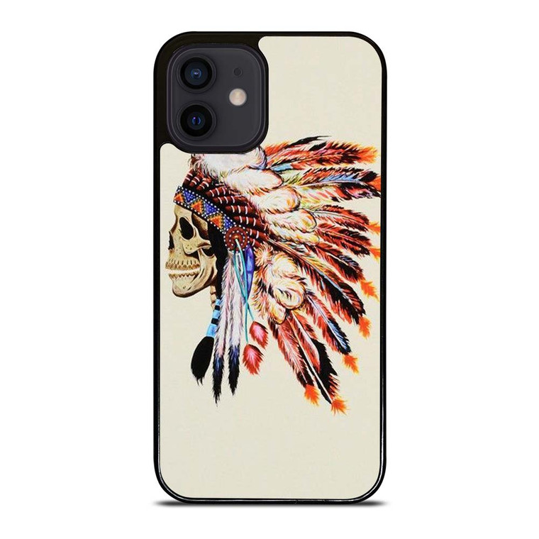 INDIAN FEATHER SKULL iPhone 12 Mini Case Cover