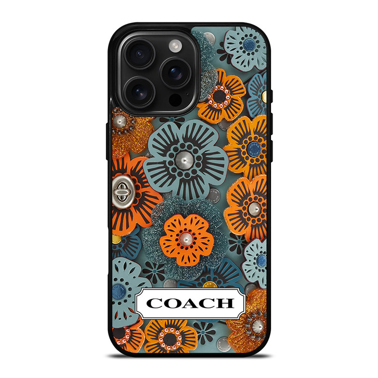 COACH NEW YORK LOGO TEA ROSE PATTERN iPhone 16 Pro Max Case Cover