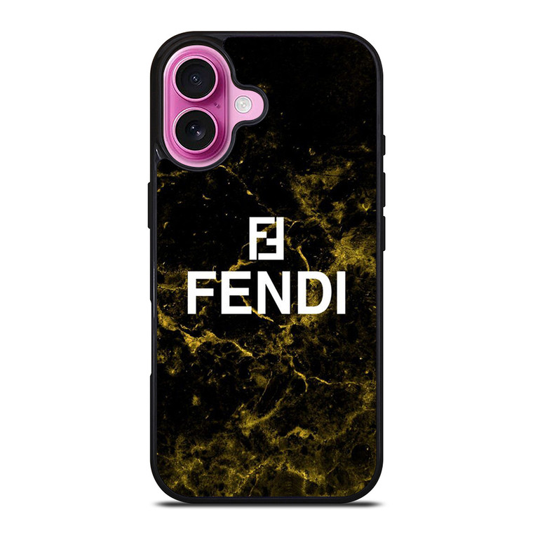 FENDI FASHION ROMA LOGO BLACK MARBLE iPhone 16 Plus Case Cover