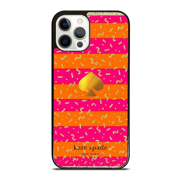 KATE SPADE NEW YORK YELLOW PINK STRIPES GLITTER iPhone 12 Pro Case Cover