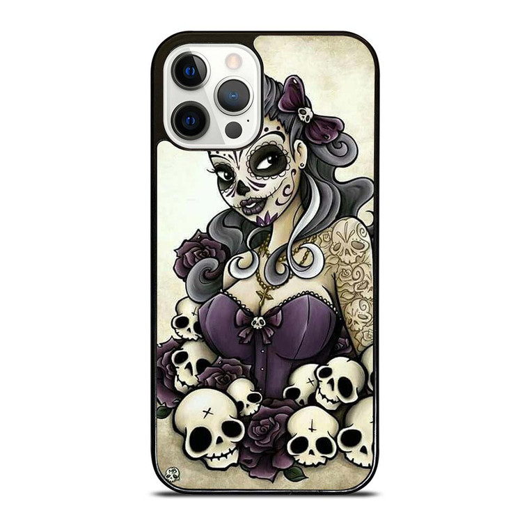 SUGAR SKULL TATTOO GIRL iPhone 12 Pro Case Cover