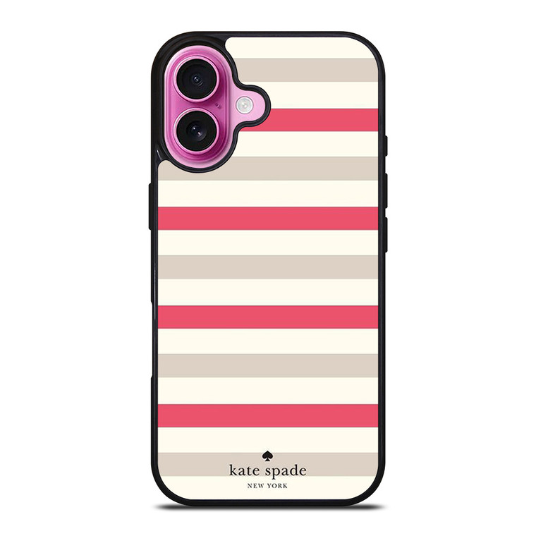 KATE SPADE NEW YORK STRIPES RED WHITE iPhone 16 Plus Case Cover