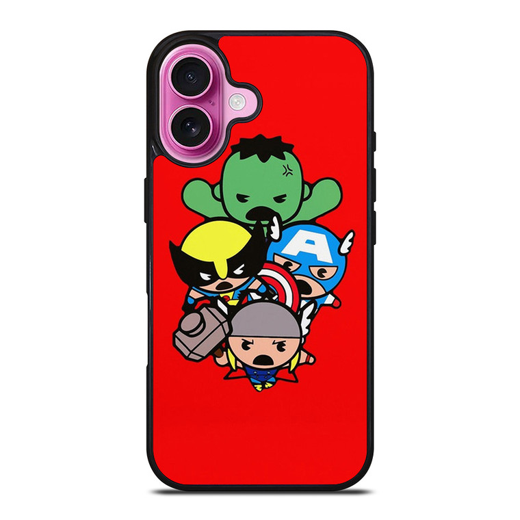 KAWAII CAPTAIN AMERICA HULK THOR WOLVERINE Marvel Avengers iPhone 16 Plus Case Cover