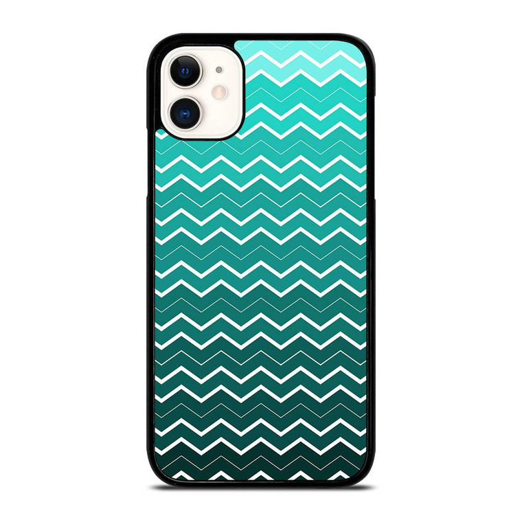 OMBRE TEAL CHEVRON iPhone 11 Case Cover