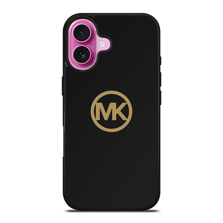 MICHAEL KORS MK LOGO BLACK GOLD iPhone 16 Plus Case Cover