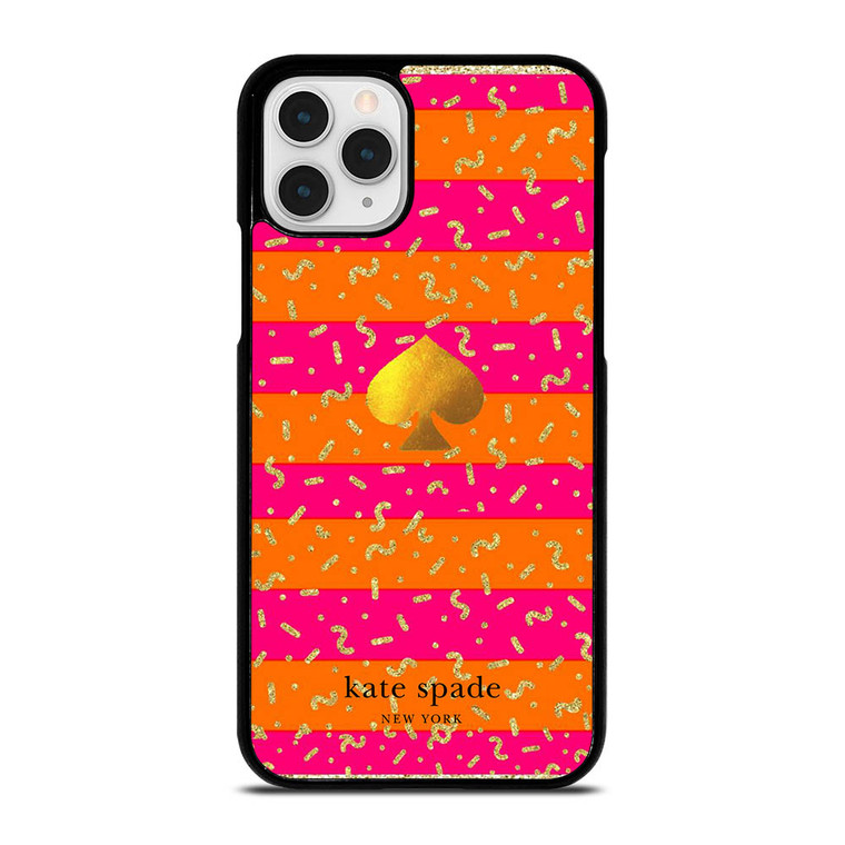 KATE SPADE NEW YORK YELLOW PINK STRIPES GLITTER iPhone 11 Pro Case Cover