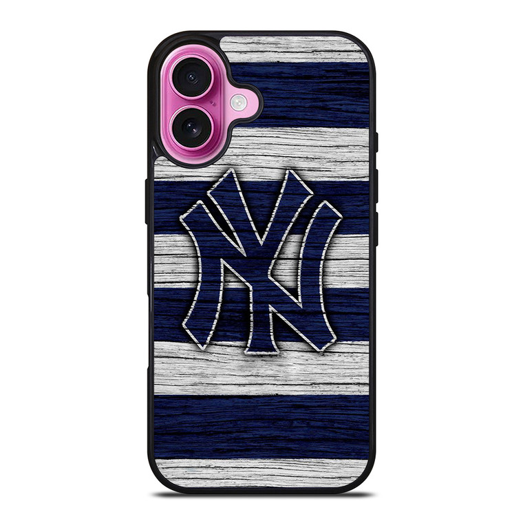 NEW YORK YANKEES BASEBALL TEAM WOODEN LOGO iPhone 16 Plus Case Cover
