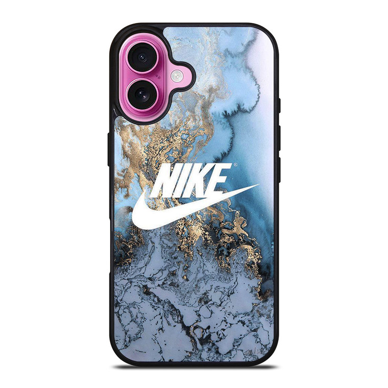 NIKE LOGO BLUE MARBLE iPhone 16 Plus Case Cover