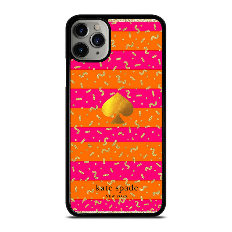 KATE SPADE NEW YORK YELLOW PINK STRIPES GLITTER iPhone 11 Pro Max Case Cover