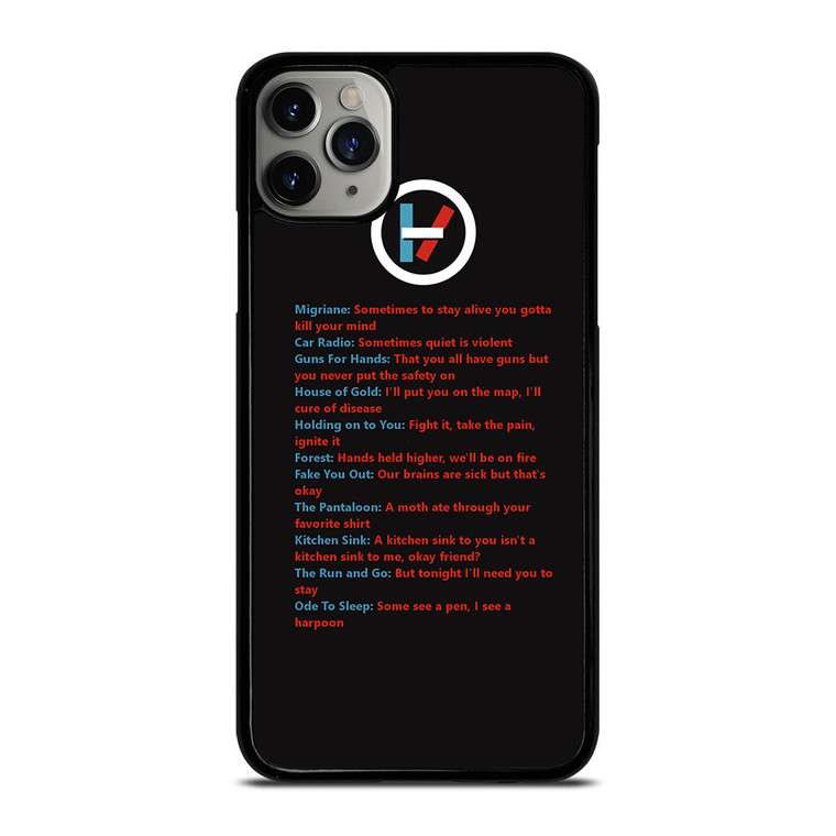LYRICS OF TWENTY ONE PILOTS iPhone 11 Pro Max Case Cover