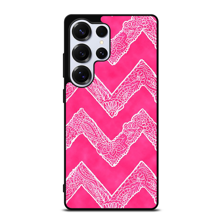 WHITE FLORAL PAISLEY CHEVRON PATTERN Samsung Galaxy S25 Ultra Case Cover