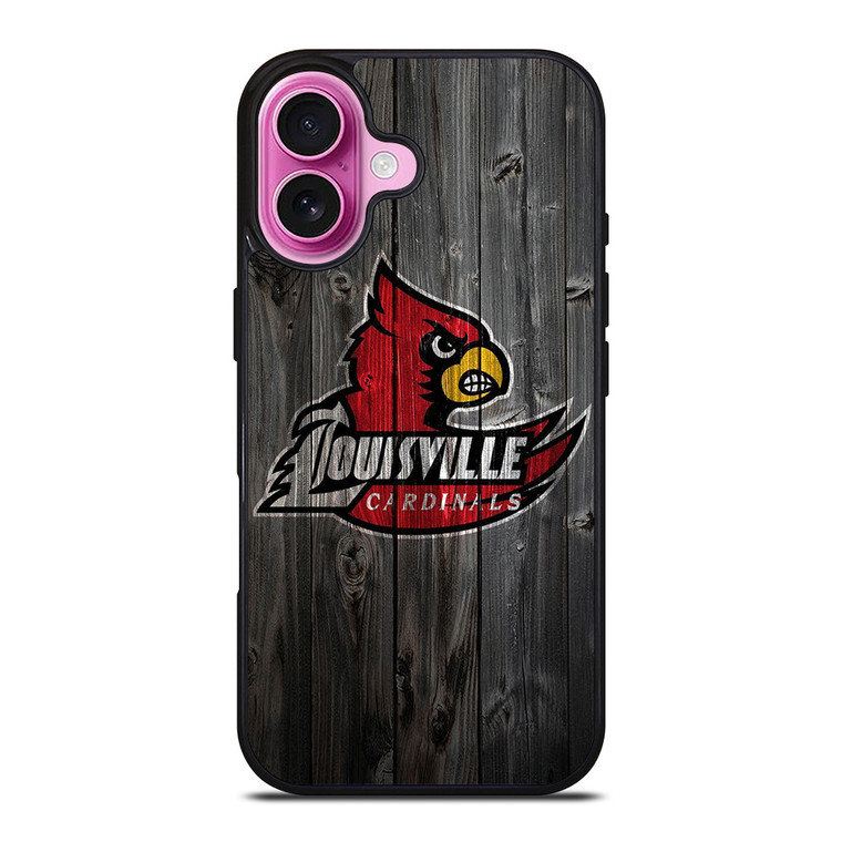 UNIVERSITY OF LOUISVILLE CARDINALS WOOD iPhone 16 Plus Case Cover