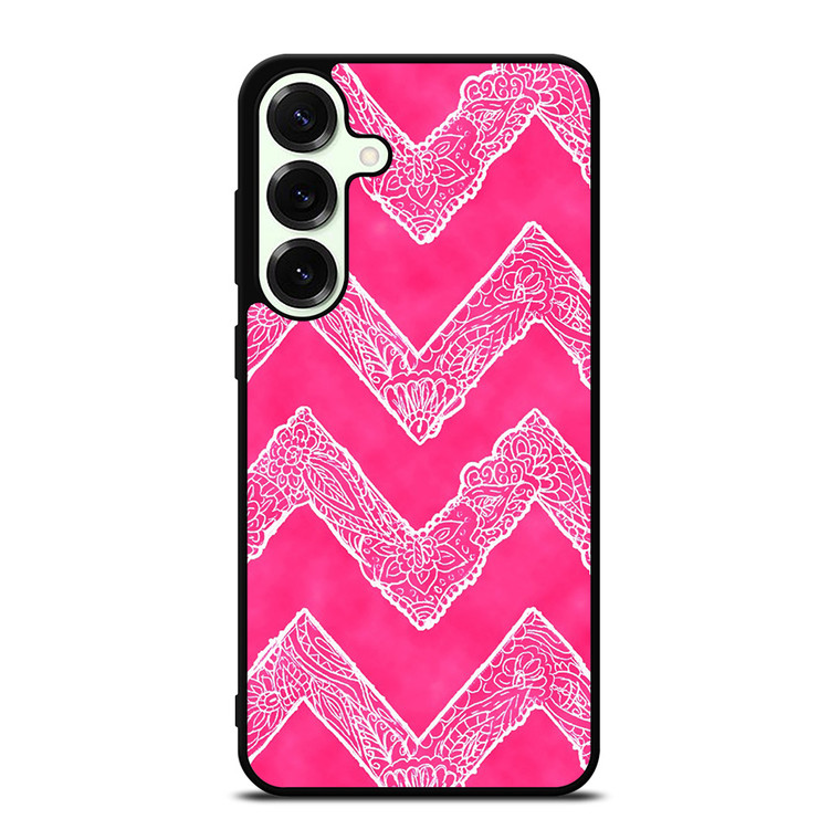 WHITE FLORAL PAISLEY CHEVRON PATTERN Samsung Galaxy S25 Plus Case Cover