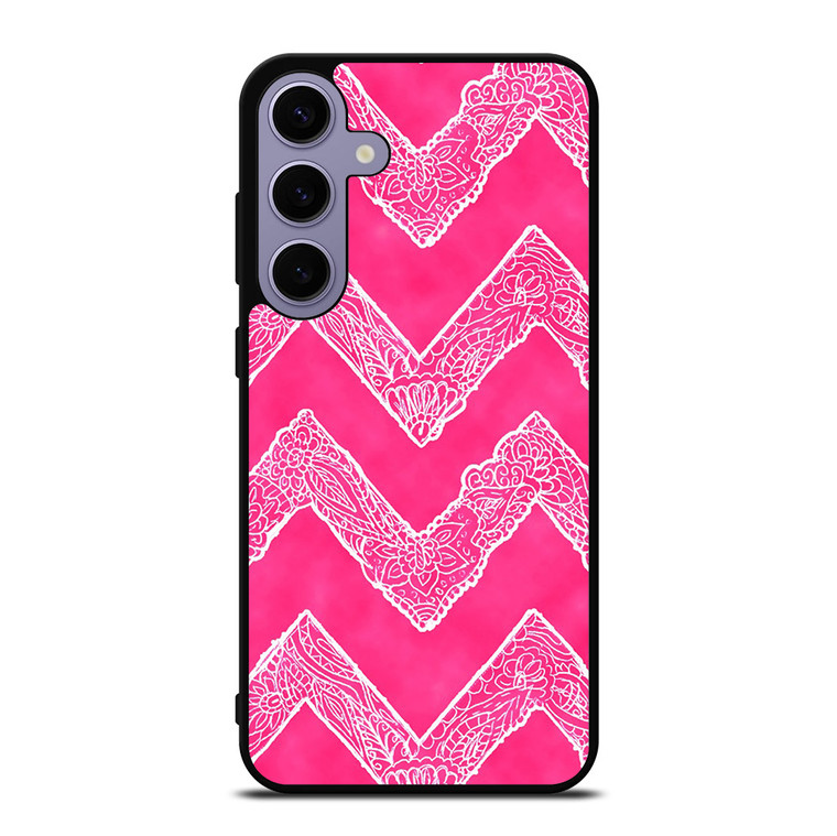 WHITE FLORAL PAISLEY CHEVRON PATTERN Samsung Galaxy S24 Plus Case Cover