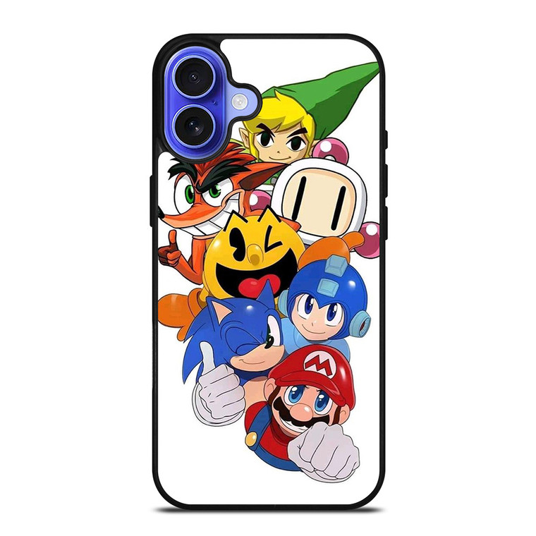 GAME CHARACTER MARIO BROSS SONIC PAC MAN iPhone 16 Case Cover