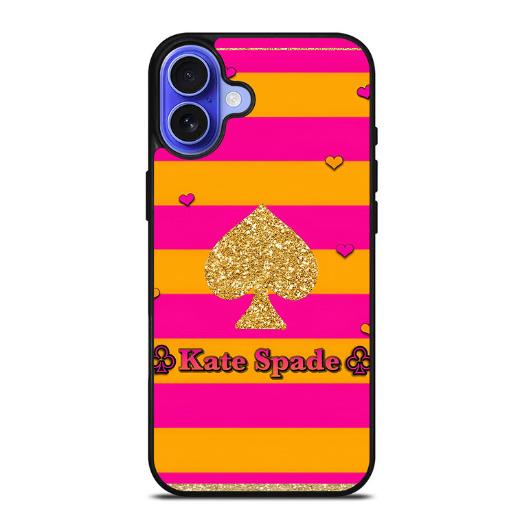 KATE SPADE NEW YORK YELLOW PINK STRIPES ICON iPhone 16 Case Cover KATE SPADE NEW YORK YELLOW PINK STRIPES ICON iPhone 16 Case Cover