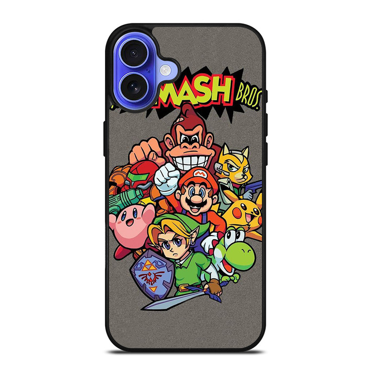 NINTENDO GAME CHARACTER SUPER SMASH BROSS AND FRIENDS iPhone 16 Case Cover
