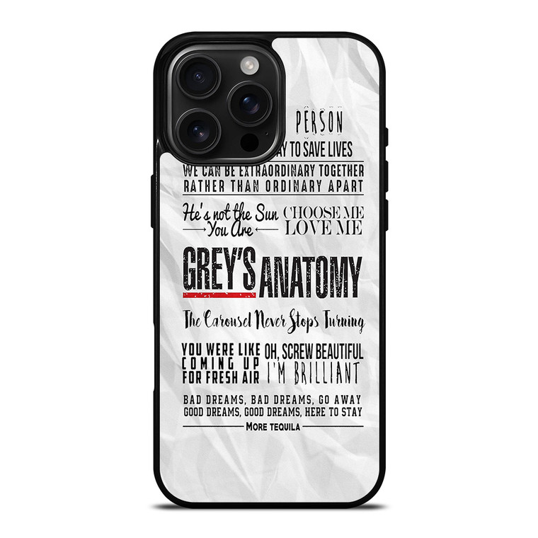GREY'S ANATOMY QUOTES 2 iPhone 16 Pro Max Case Cover
