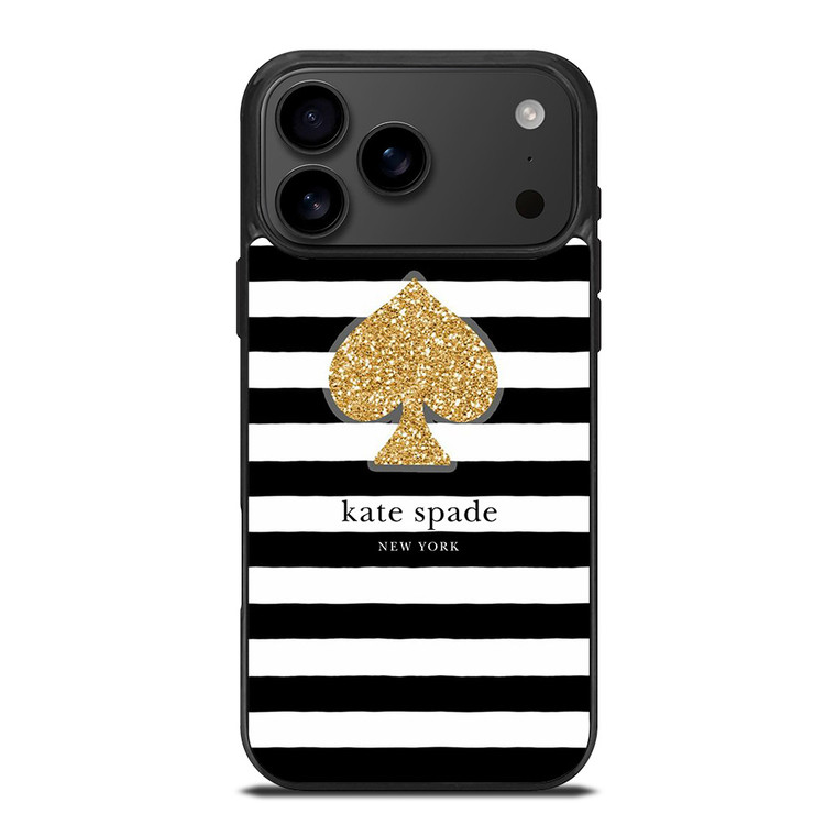 KATE SPADE NEW YORK GOLD LOGO STRIPES PATTERN iPhone 17 Pro Max Case Cover