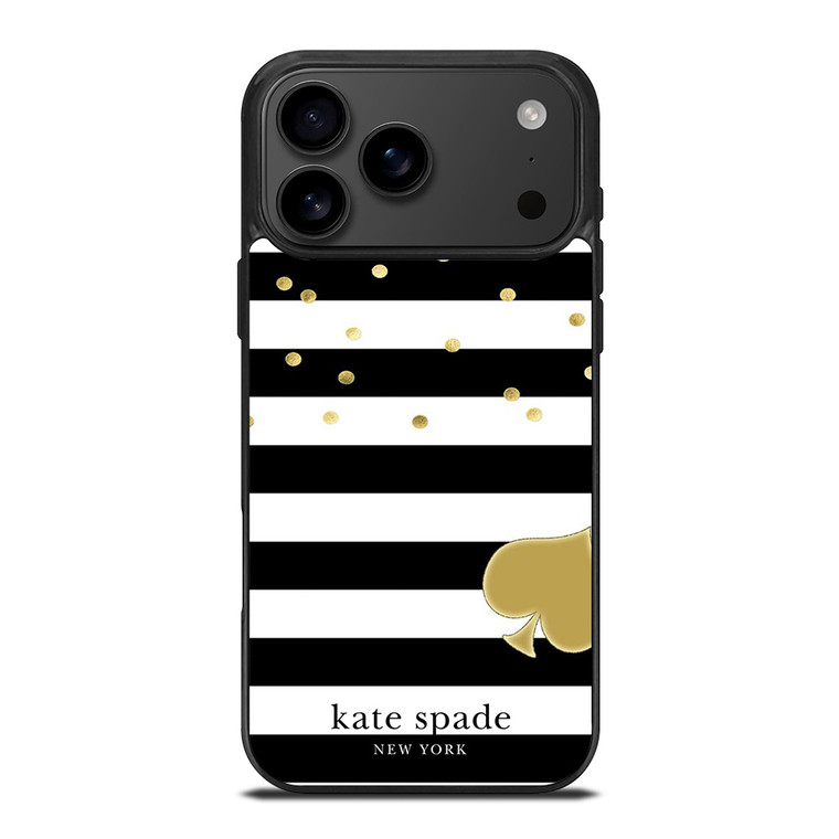 KATE SPADE NEW YORK LOGO GOLDEN POLKADOTS STRIPES PATTERN iPhone 17 Pro Max Case Cover KATE SPADE NEW YORK LOGO GOLDEN POLKADOTS STRIPES PATTERN iPhone 17 Pro Max Case Cover