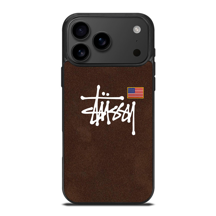 STUSSY X AMERICAN FLAG BROWN SUEDE iPhone 17 Pro Max Case Cover