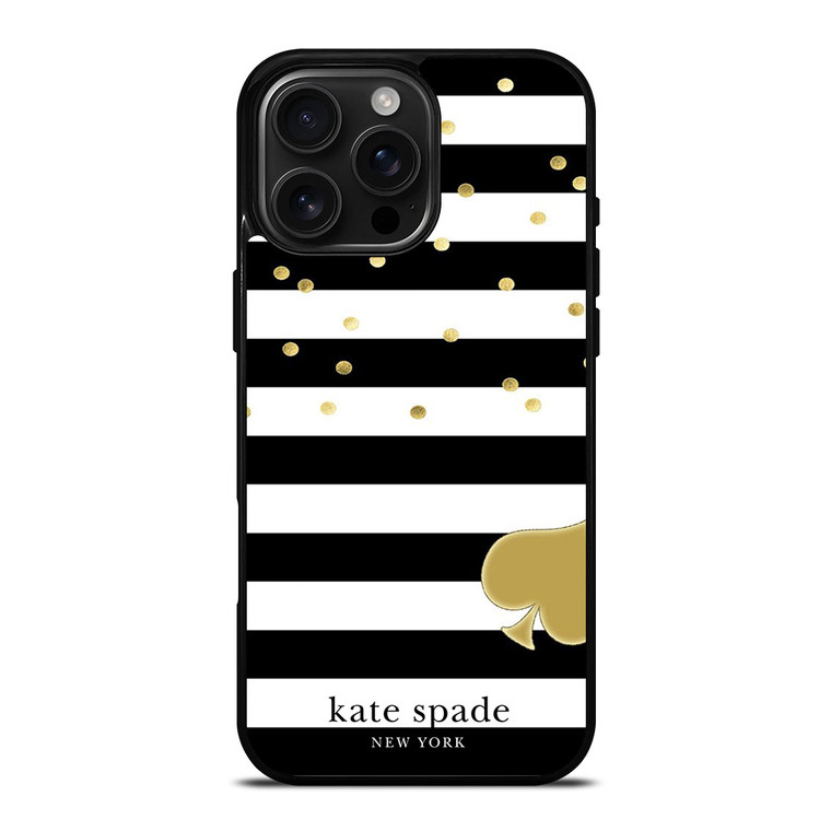KATE SPADE NEW YORK LOGO GOLDEN POLKADOTS STRIPES PATTERN iPhone 16 Pro Max Case Cover KATE SPADE NEW YORK LOGO GOLDEN POLKADOTS STRIPES PATTERN iPhone 16 Pro Max Case Cover