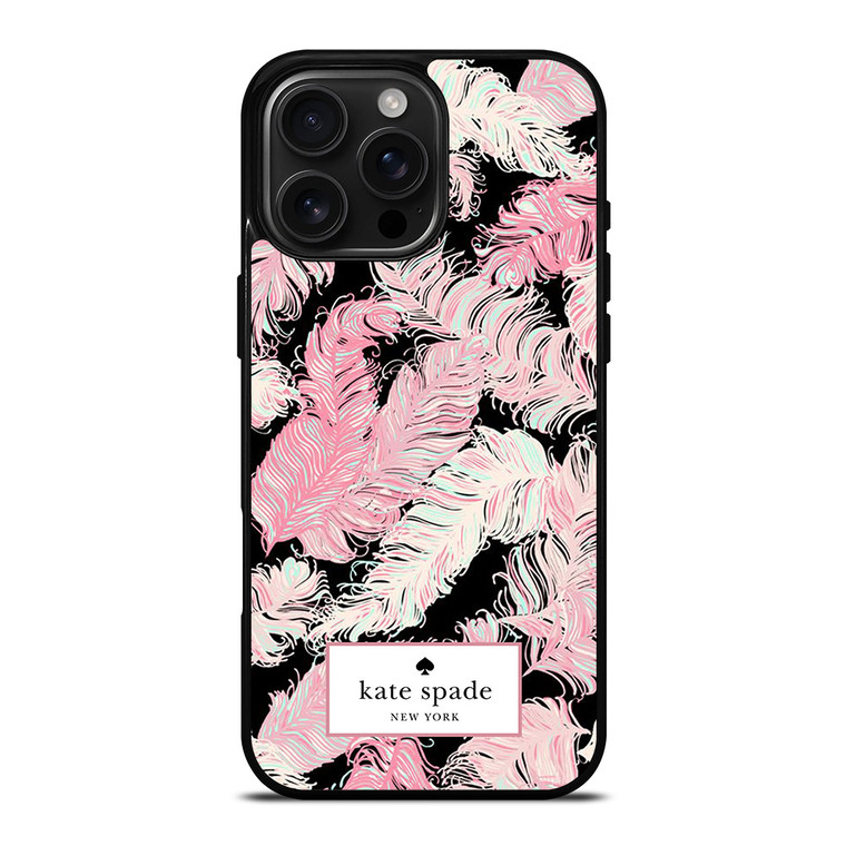 KATE SPADE NEW YORK LOGO PINK FEATHERS iPhone 16 Pro Max Case Cover