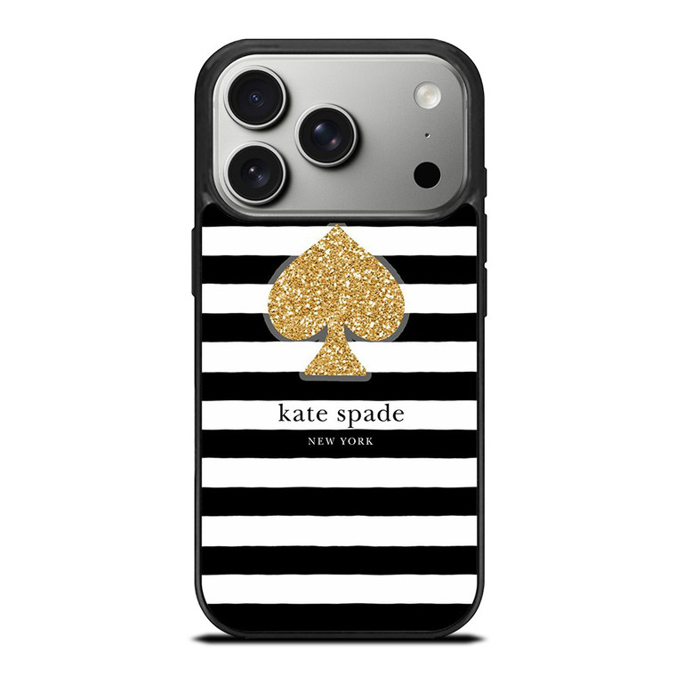 KATE SPADE NEW YORK GOLD LOGO STRIPES PATTERN iPhone 17 Pro Case Cover
