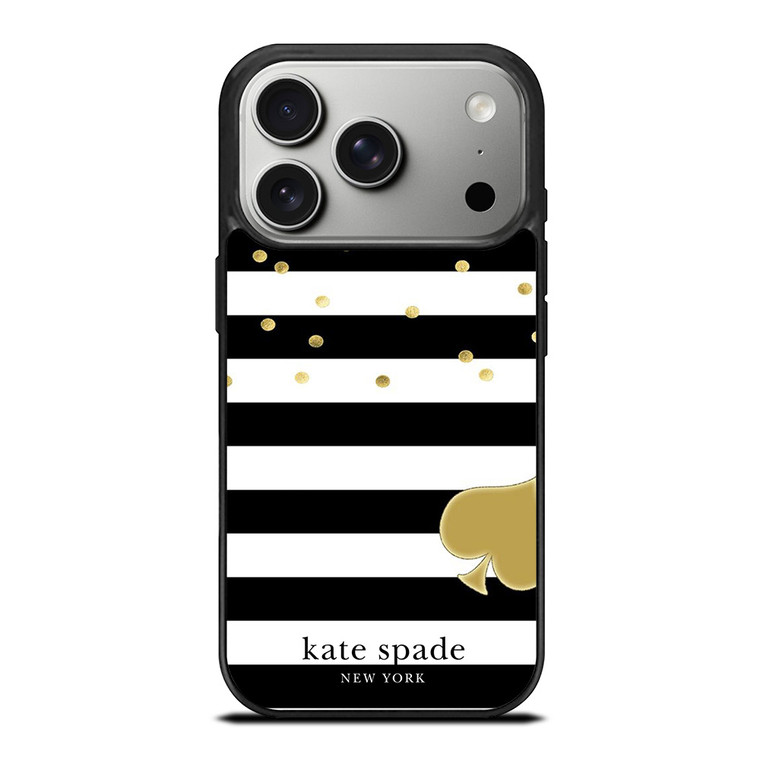 KATE SPADE NEW YORK LOGO GOLDEN POLKADOTS STRIPES PATTERN iPhone 17 Pro Case Cover KATE SPADE NEW YORK LOGO GOLDEN POLKADOTS STRIPES PATTERN iPhone 17 Pro Case Cover