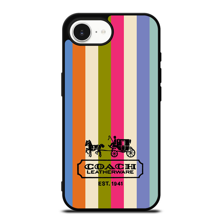 COACH LEATHERWARE NEW YORK EST 1941 STRIPES iPhone 16e Case Cover
