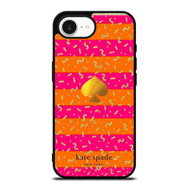 KATE SPADE NEW YORK YELLOW PINK STRIPES GLITTER iPhone 16e Case Cover