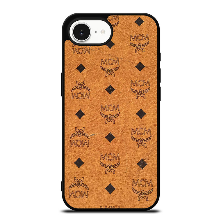 MCM WORLD WIDE BROWN LEATHER iPhone 16e Case Cover MCM WORLD WIDE BROWN LEATHER iPhone 16e Case Cover