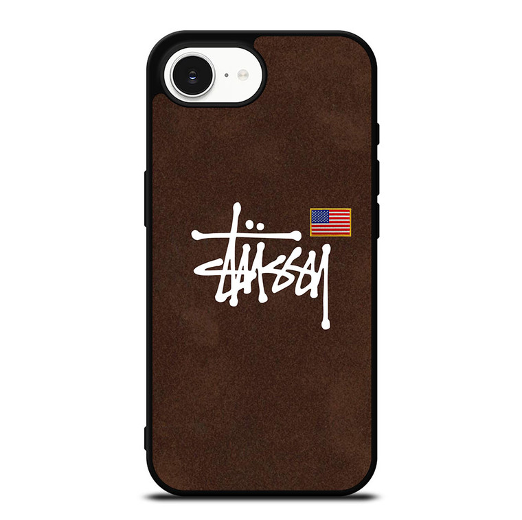 STUSSY X AMERICAN FLAG BROWN SUEDE iPhone 16e Case Cover STUSSY X AMERICAN FLAG BROWN SUEDE iPhone 16e Case Cover
