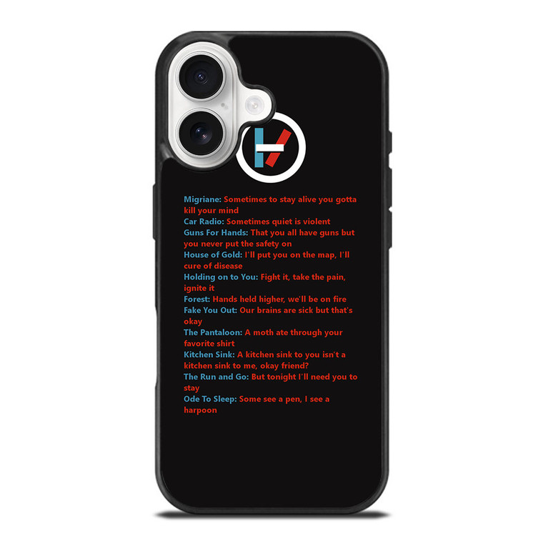 LYRICS OF TWENTY ONE PILOTS iPhone 17 Case Cover