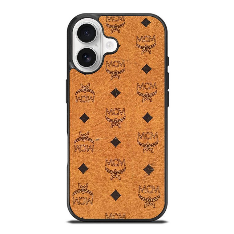 MCM WORLD WIDE BROWN LEATHER iPhone 17 Case Cover MCM WORLD WIDE BROWN LEATHER iPhone 17 Case Cover