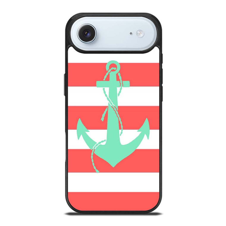 CORAL AND MINT STRIP ANCHOR iPhone Air Case Cover