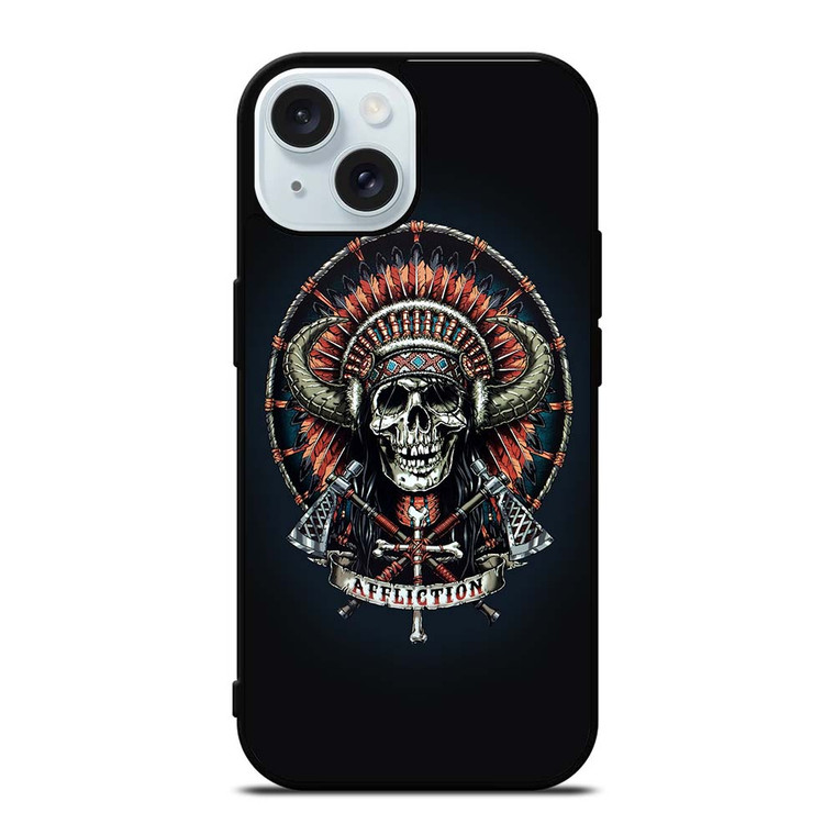 AFFLICTION INDIAN SKULL iPhone 15 Case Cover AFFLICTION INDIAN SKULL iPhone 15 Case Cover