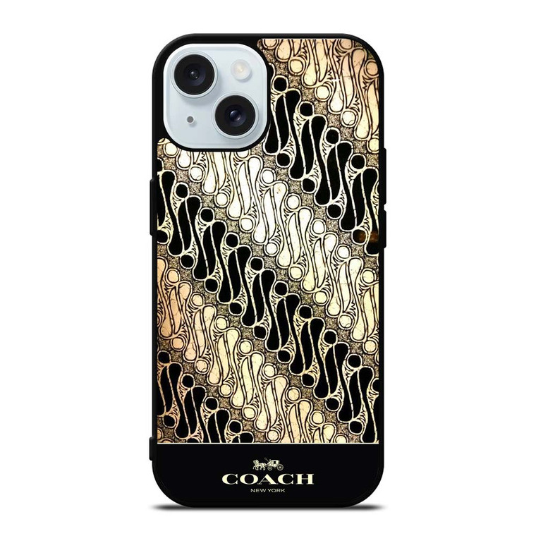 COACH NEW YORK LOGO BATIK PARANG PATTERN iPhone 15 Case Cover