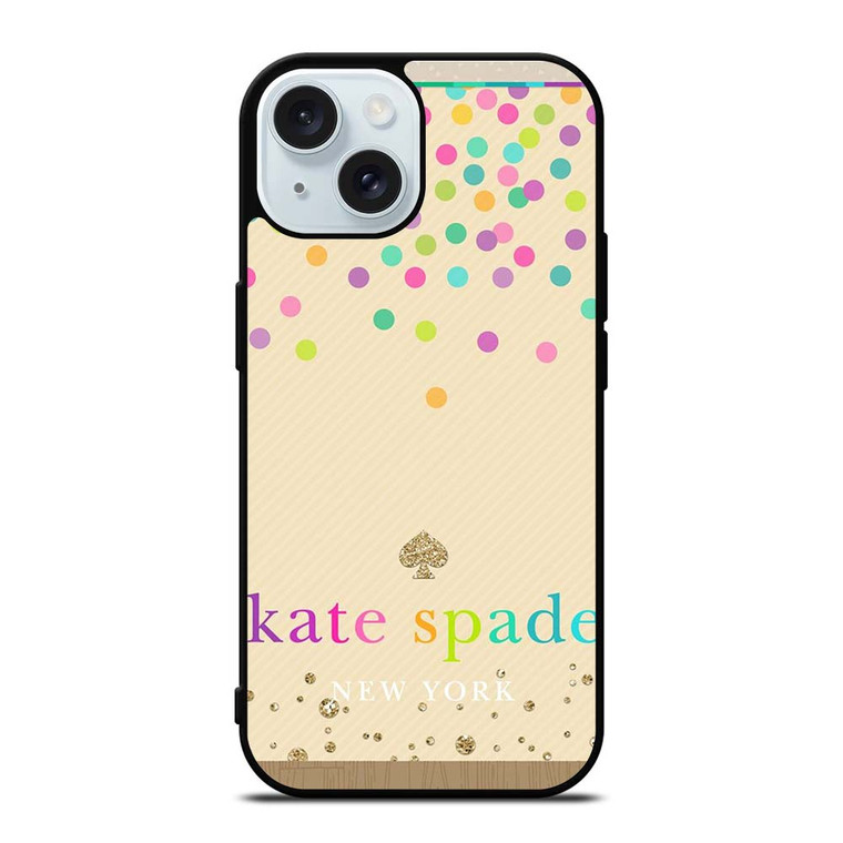 KATE SPADE NEW YORK LOGO COLORFUL POLKADOTS iPhone 15 Case Cover KATE SPADE NEW YORK LOGO COLORFUL POLKADOTS iPhone 15 Case Cover