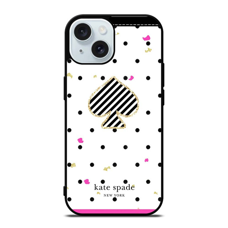 KATE SPADE NEW YORK LOGO POLKADOTS ICON iPhone 15 Case Cover KATE SPADE NEW YORK LOGO POLKADOTS ICON iPhone 15 Case Cover