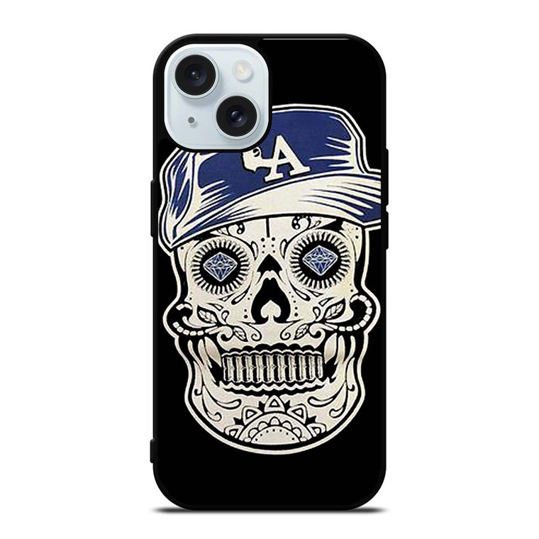 LA LOS ANGELES DODGERS SKULL iPhone 15 Case Cover LA LOS ANGELES DODGERS SKULL iPhone 15 Case Cover