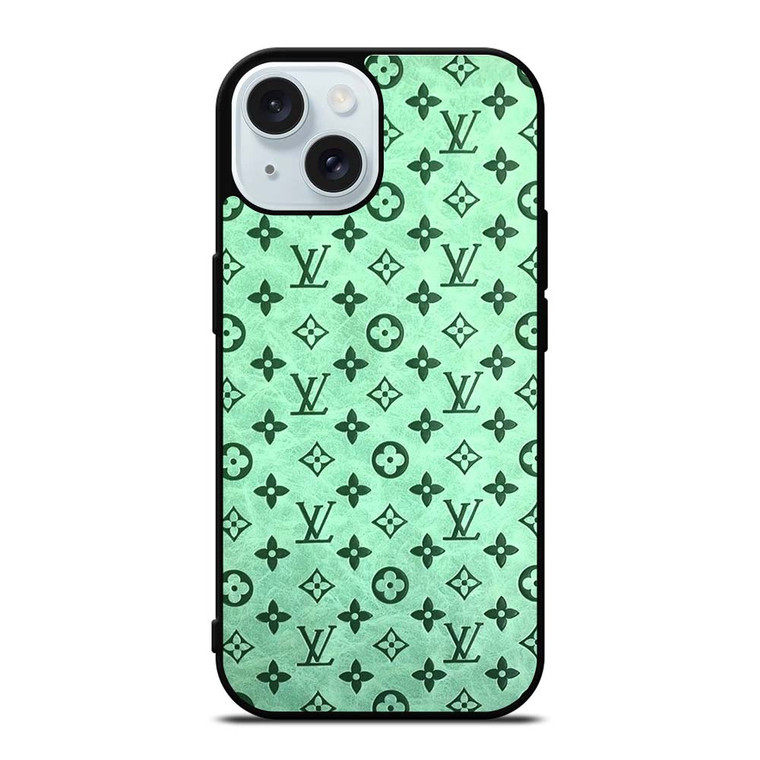 LOUIS VUITTON LOGO GREEN ICON PATTERN iPhone 15 Case Cover