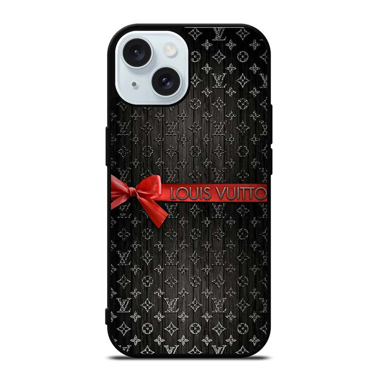 LOUIS VUITTON LV LOGO PATTERN RED RIBBON iPhone 15 Case Cover